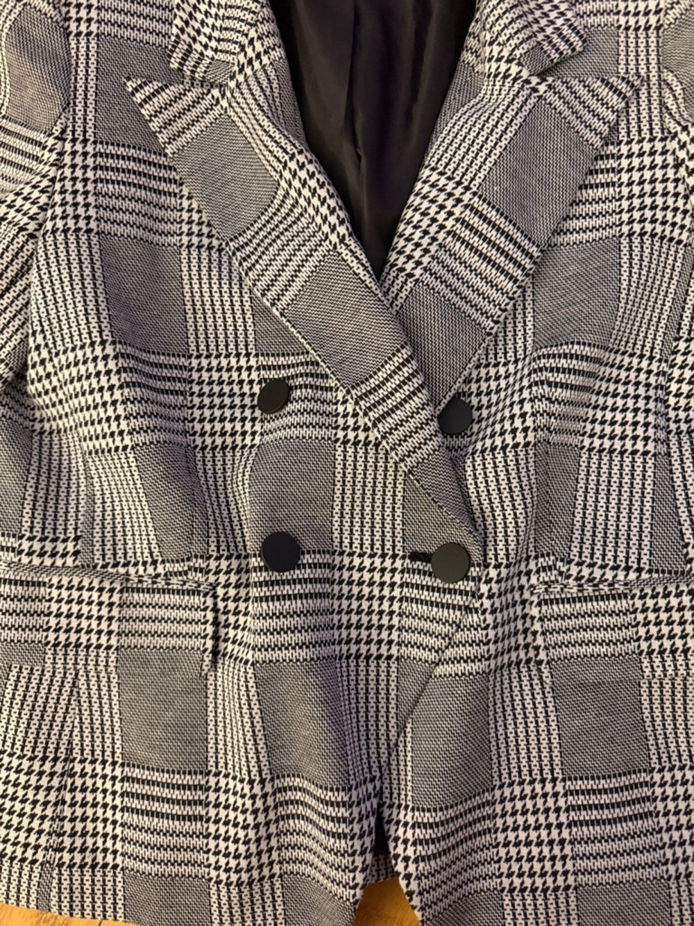 Bar III Black & Gray Plaid Double-Breasted Blazer - Picture 3 of 5